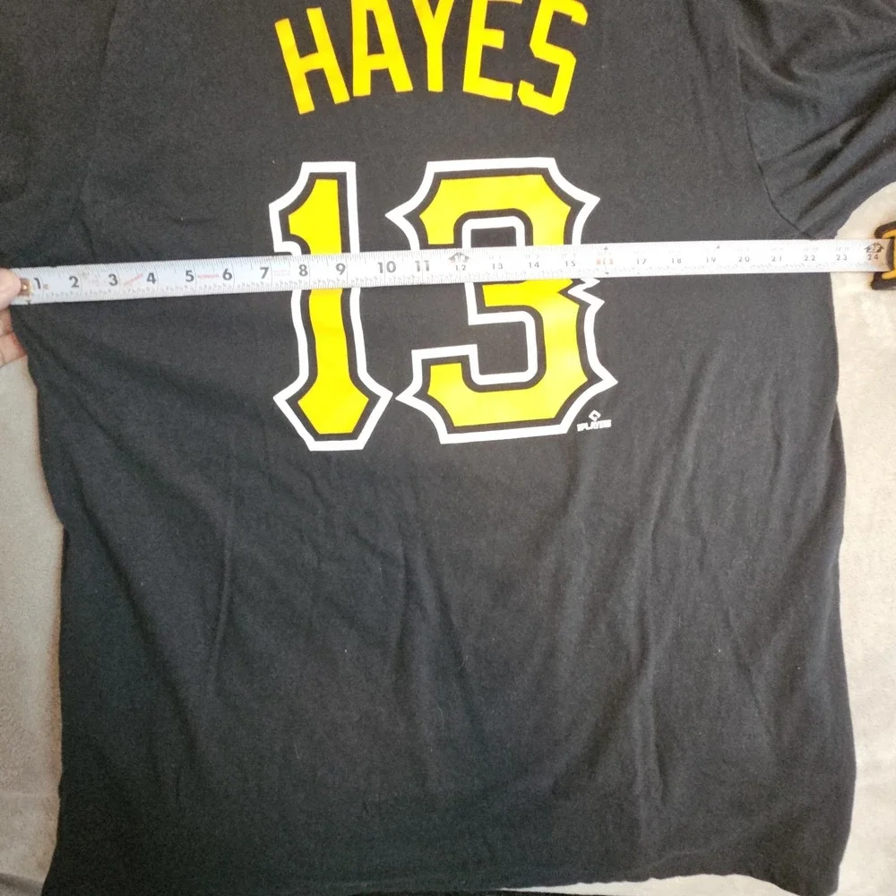 Nike PITTSBURGH PIRATES Black Nike T Shirt Size L Hayes #13 MLB‎ Baseball
